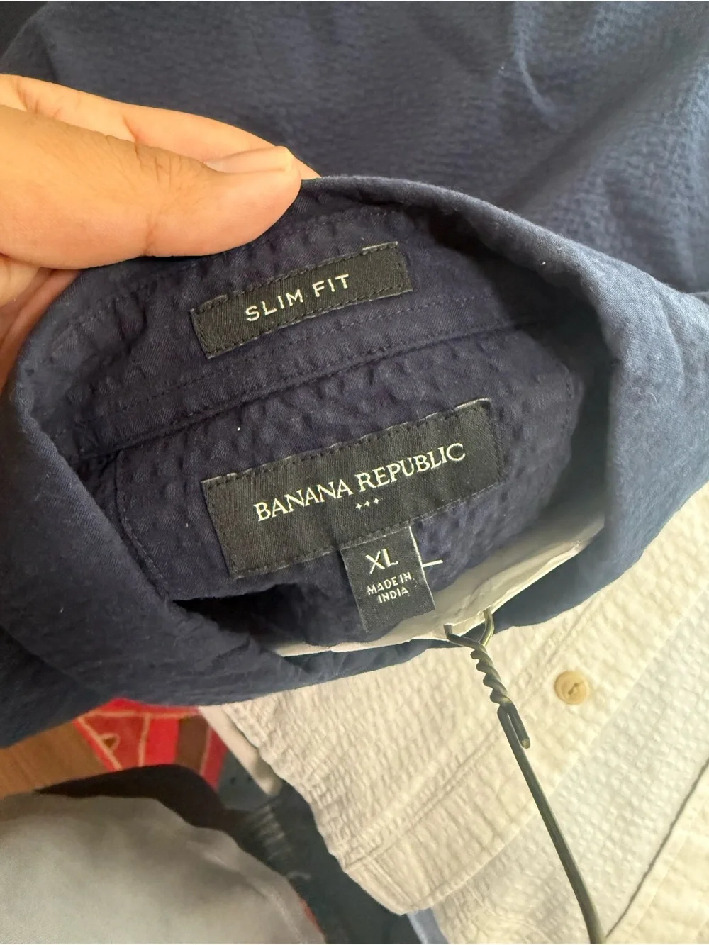 Banana Republic Navy Short-Sleeve Button-Down Shirt